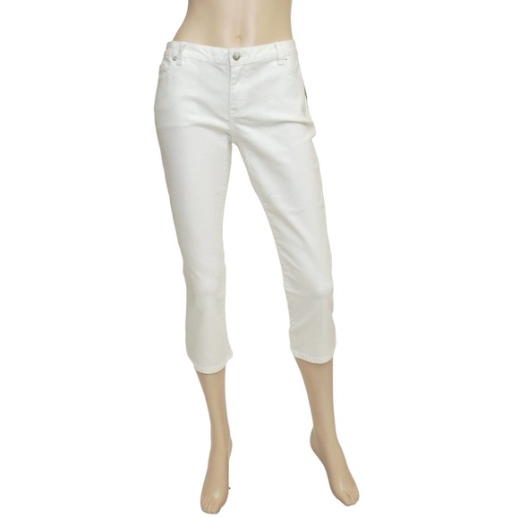 Michael Kors Stretch Cotton Cropped Jeans Pants Capri White Wash 6 Nwt $99 - Picture 1 of 6